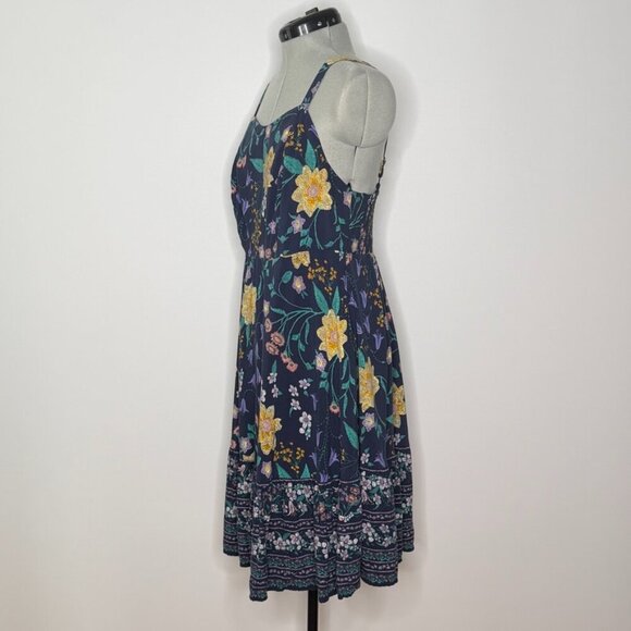 Old Navy Navy Blue Floral Sleeveless Ruffle Hem Midi Dress - Size XL - Picture 2 of 7